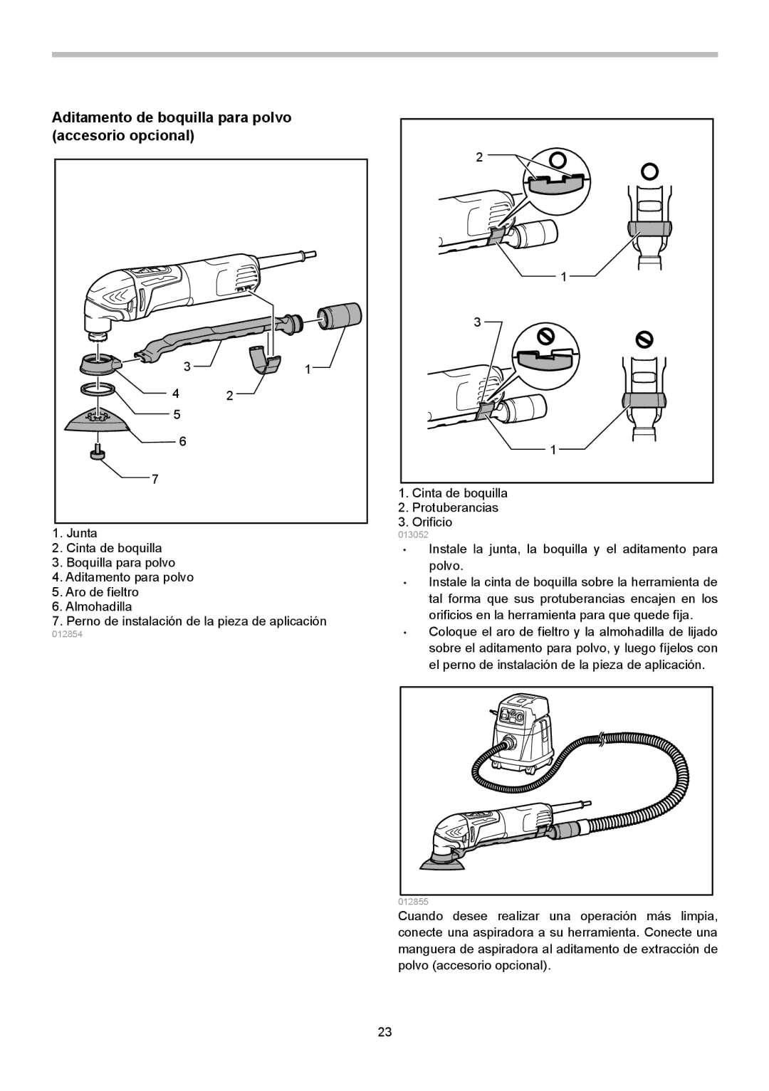 Makita TM3000C instruction manual Aditamento de boquilla para polvo accesorio opcional 