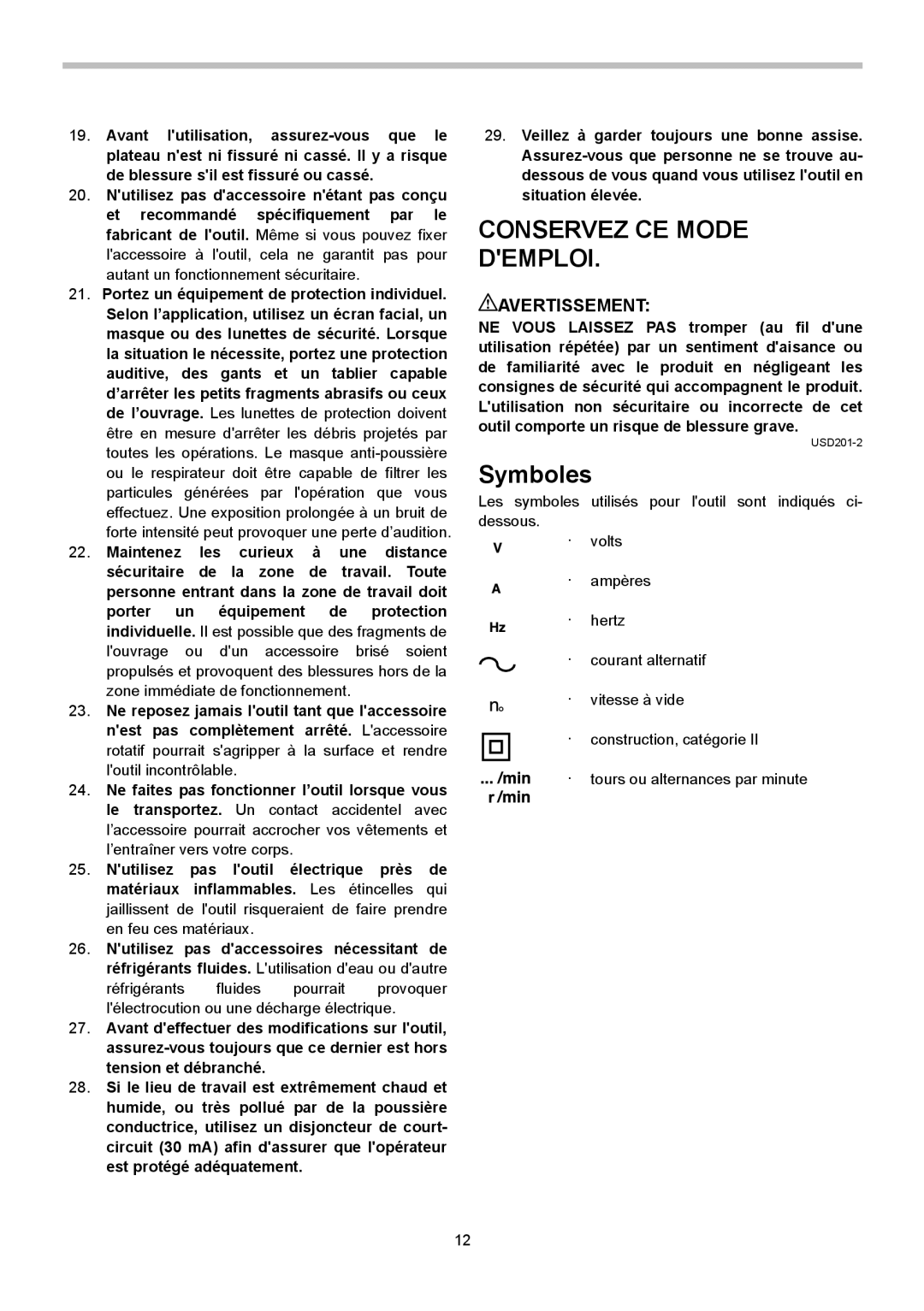 Makita TM3010C instruction manual Conservez CE Mode Demploi, Avertissement 