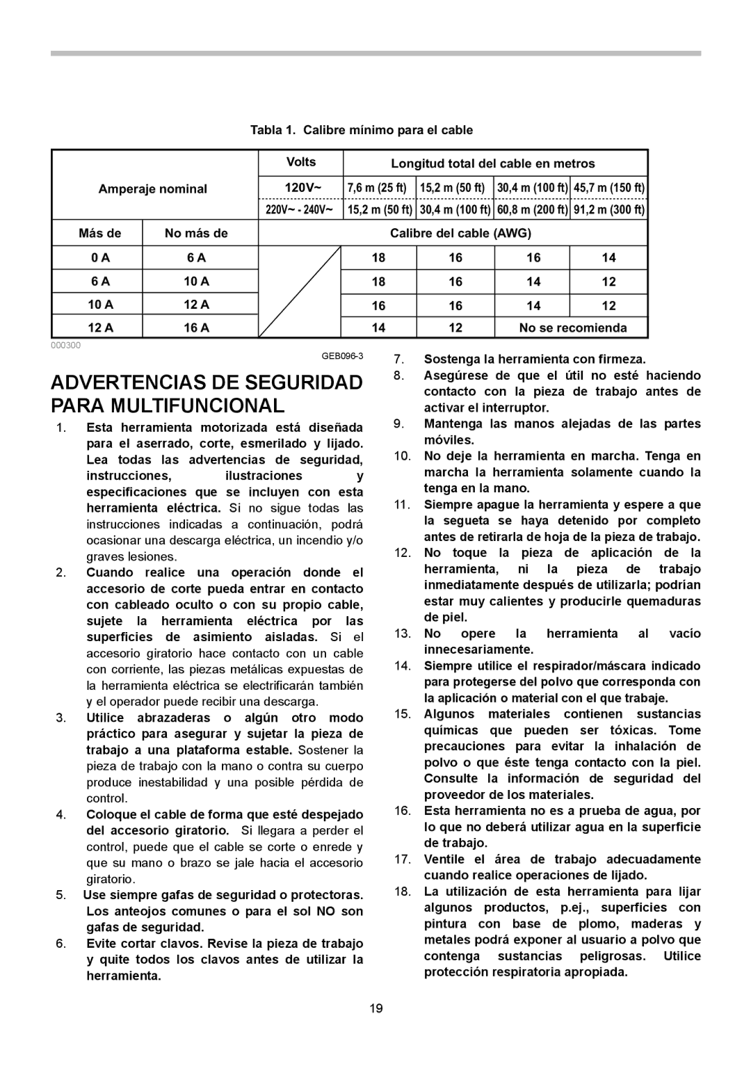 Makita TM3010C instruction manual Advertencias DE Seguridad Para Multifuncional, 15,2 m 50 ft, Más de 