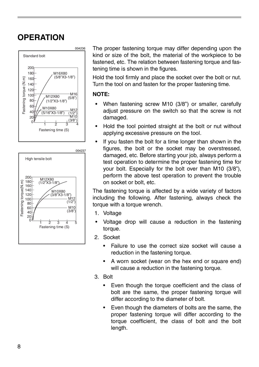 Makita TW0200 instruction manual Operation 