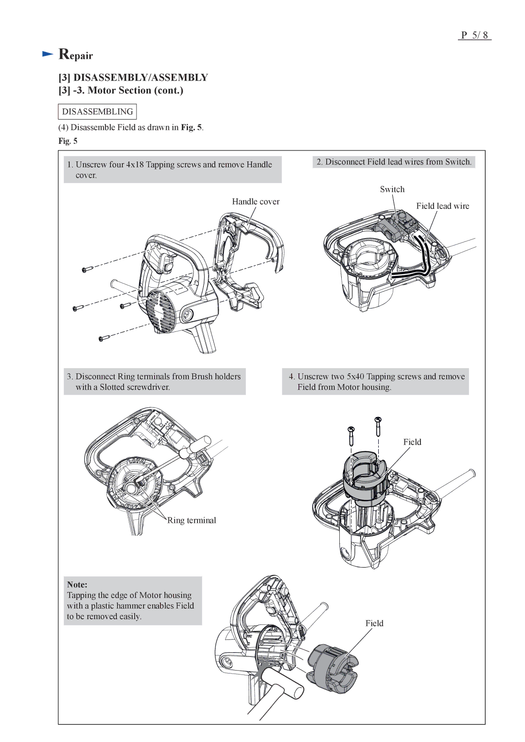 Makita UB1102, UB1103 dimensions Disassembly/Assembly 