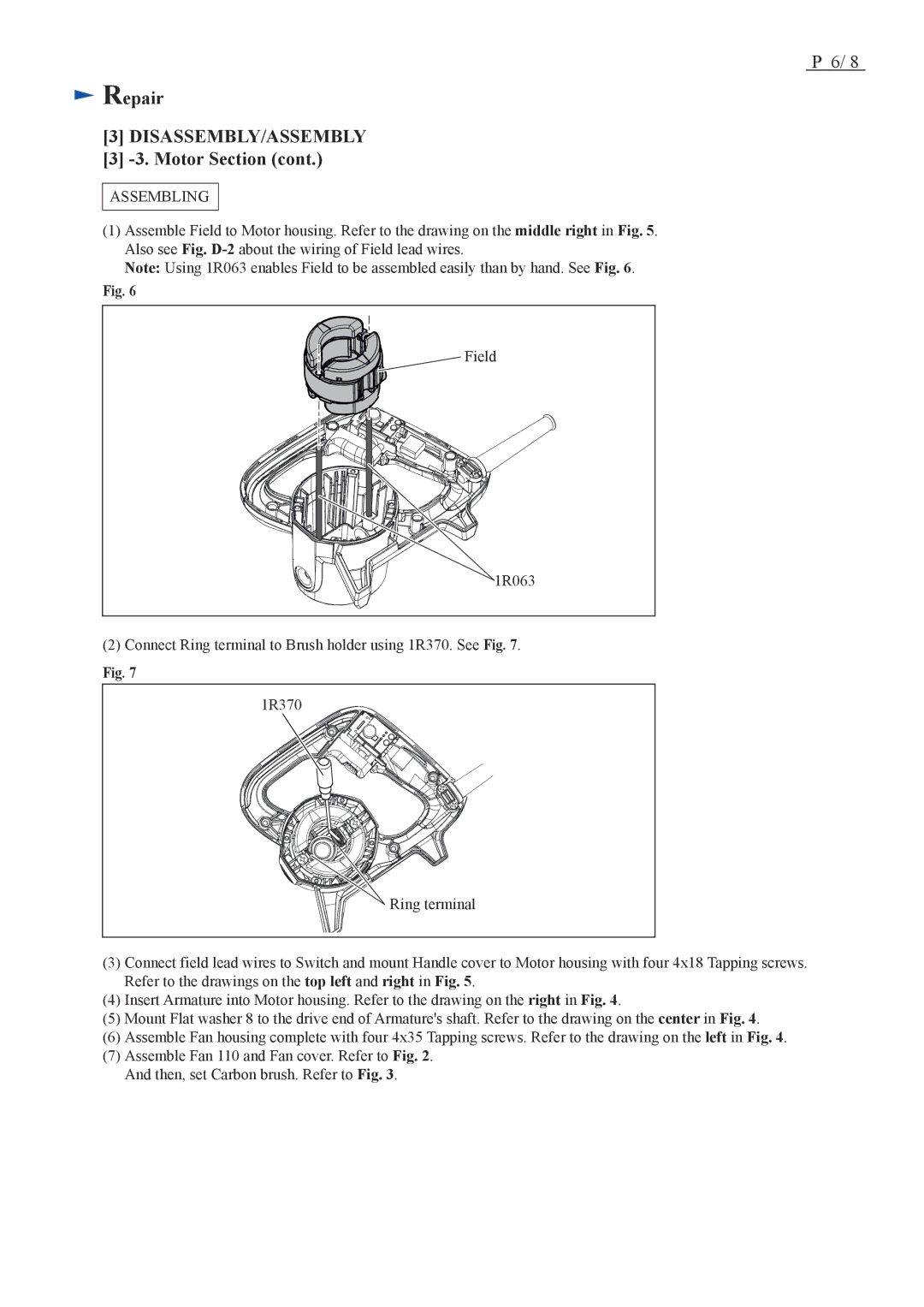 Makita UB1103, UB1102 dimensions Assembling 