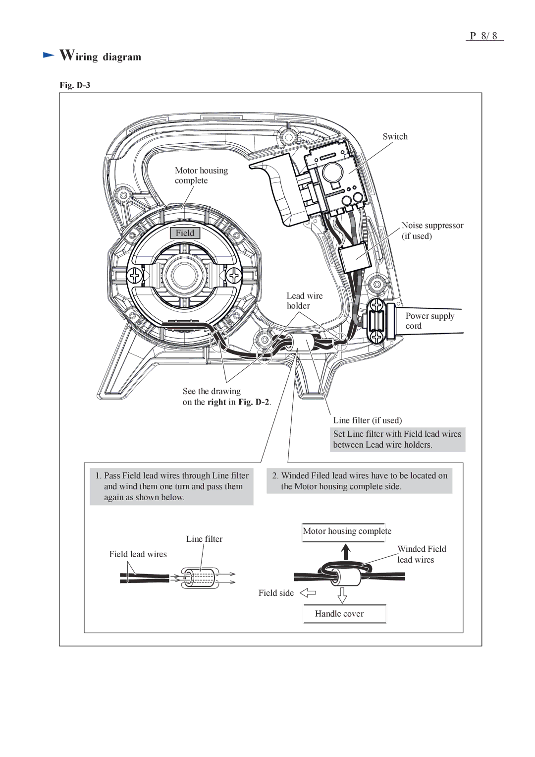 Makita UB1103, UB1102 dimensions Fig. D-3, On the right in Fig. D-2 