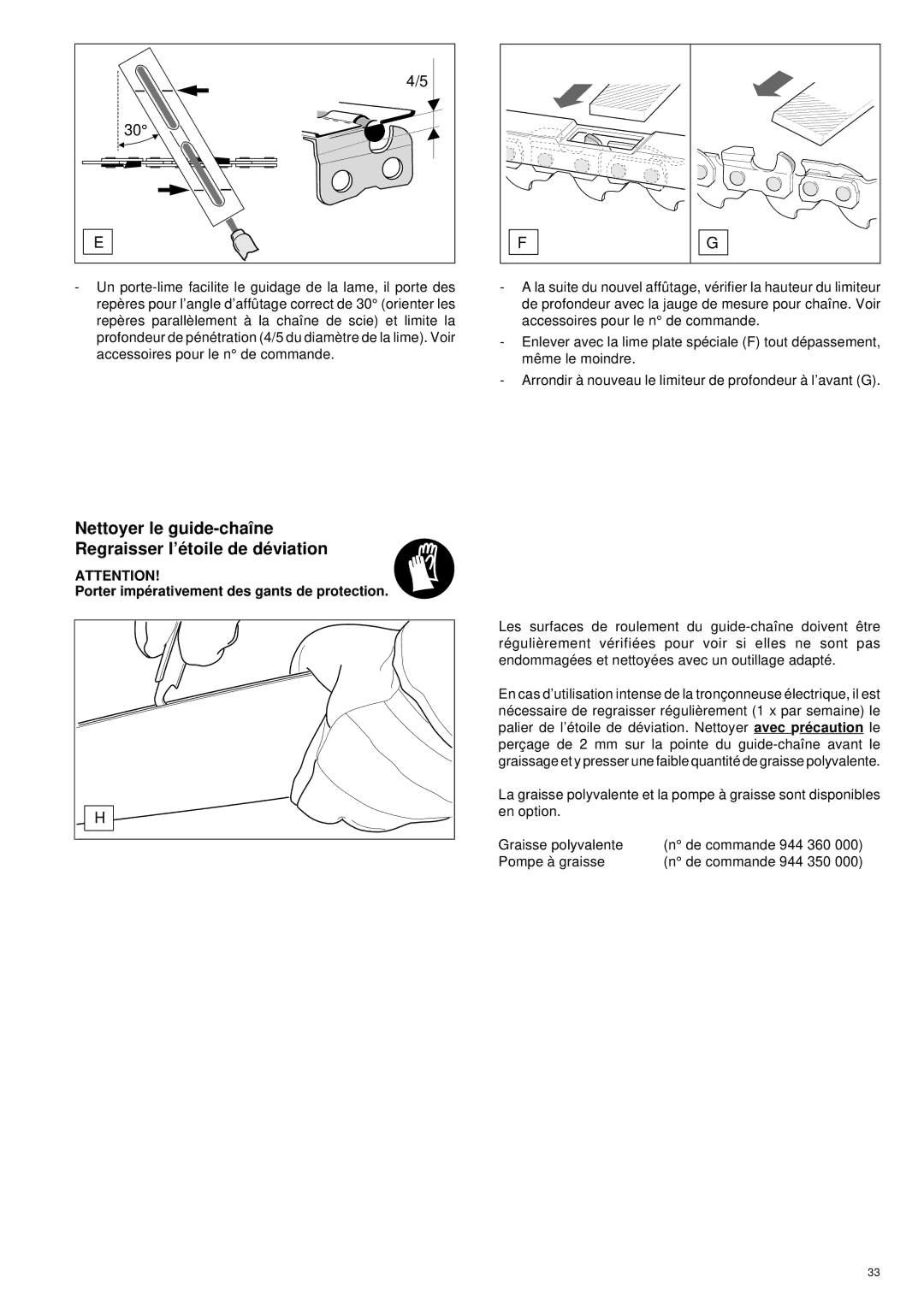 Makita UC 3000, UC 3500, UC 4000 manual Nettoyer le guide-chaîne Regraisser l’é toile de dé viation 