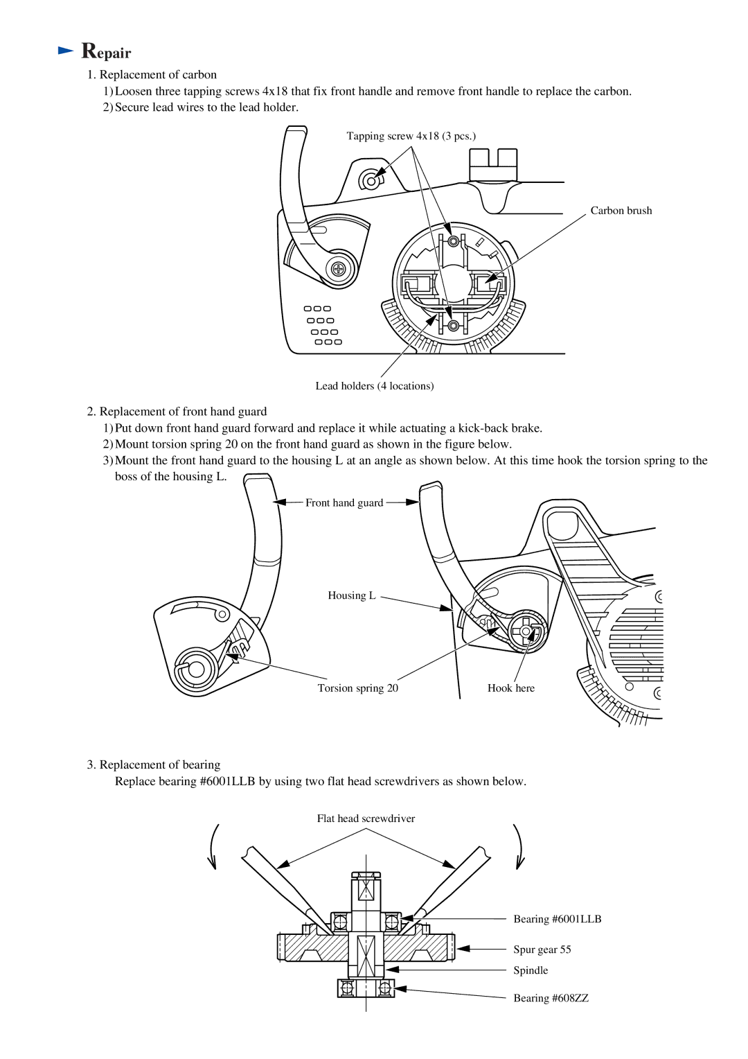 Makita UC3510A specifications Repair 