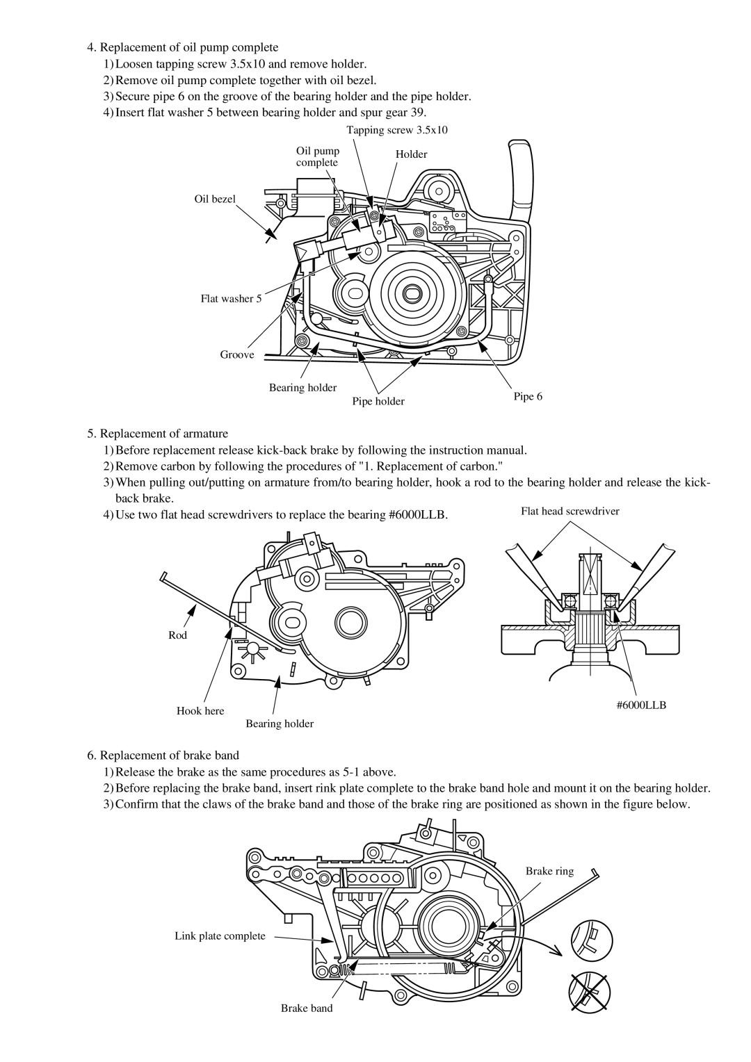 Makita UC3510A specifications Rod Hook here #6000LLB Bearing holder 