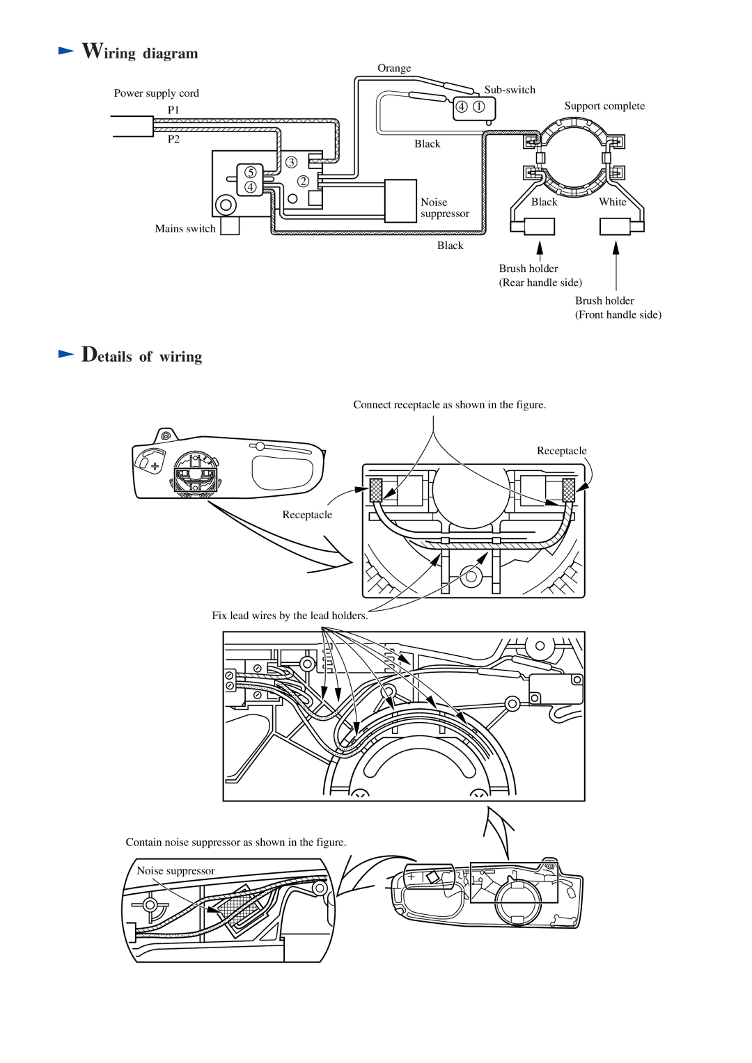 Makita UC3510A specifications Wiring diagram, Details of wiring 