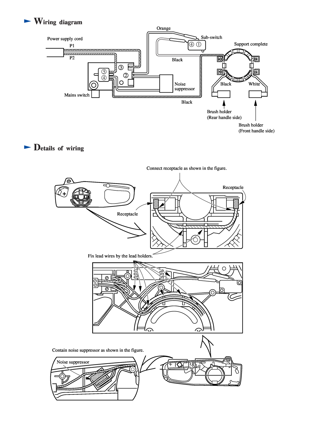 Makita UC3510A specifications Wiring diagram, Details of wiring 