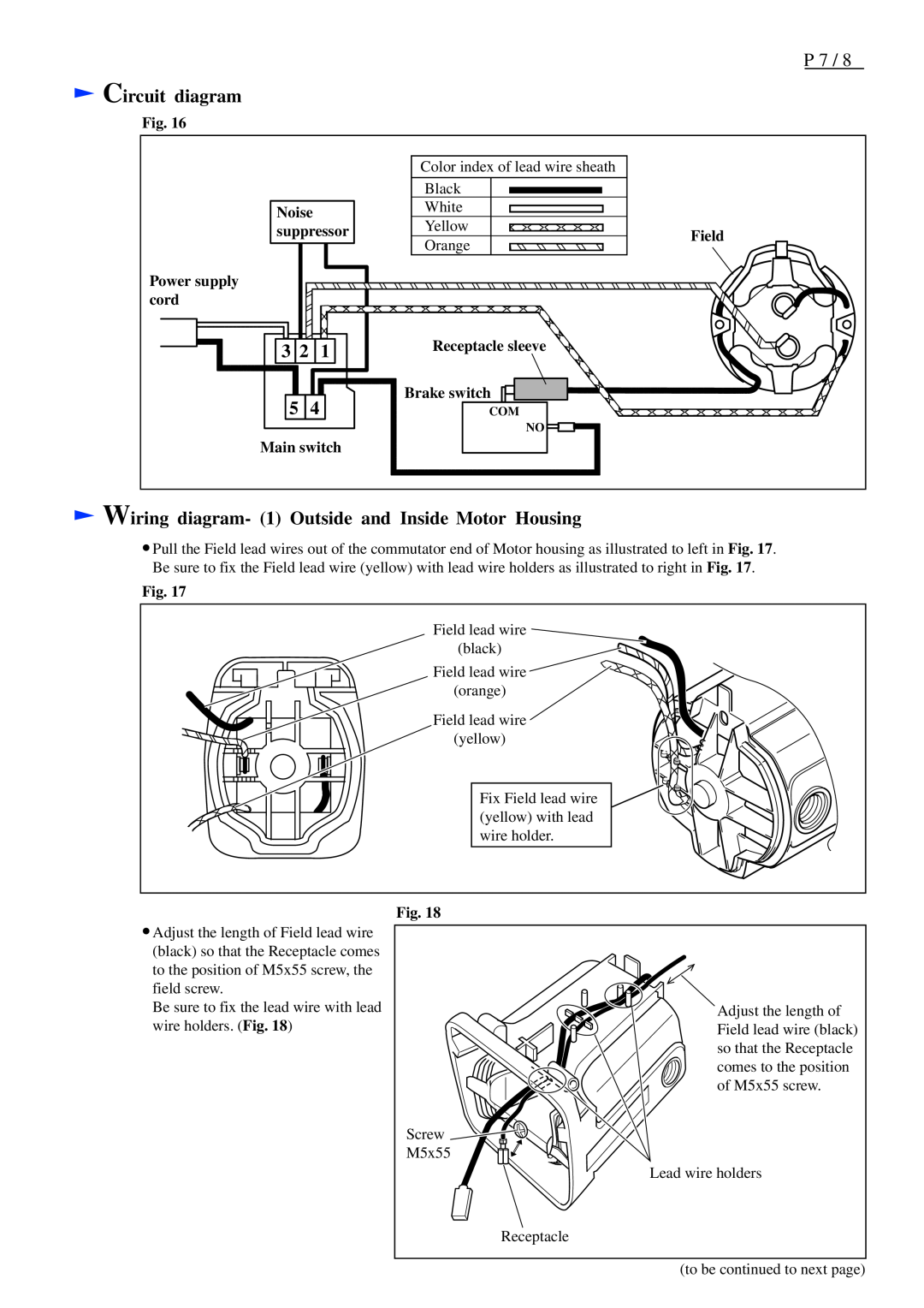 Makita UC3003A, UC4503A, UC4003A, UC3503A specifications Circuit diagram, Wiring diagram- 1 Outside and Inside Motor Housing 