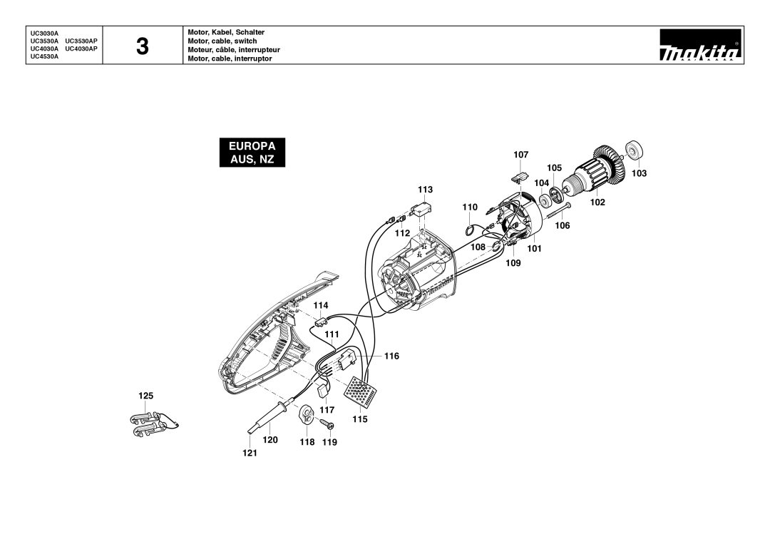 Makita UC3530AP, UC4530A, UC4030AP, UC3030A manual Europa 