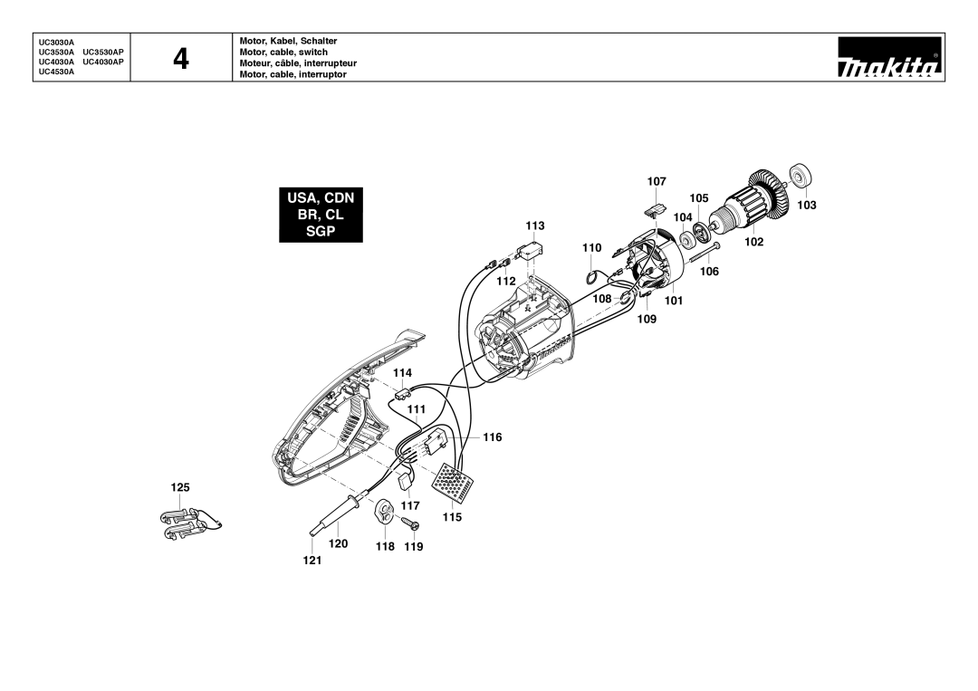 Makita UC4530A, UC4030AP, UC3530AP, UC3030A manual Sgp 