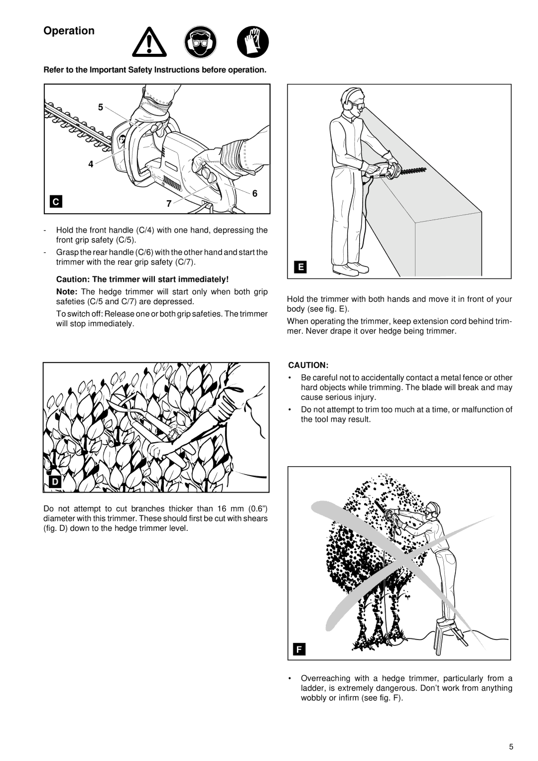 Makita UH 5530, UH 6330 manual Operation, Refer to the Important Safety Instructions before operation 