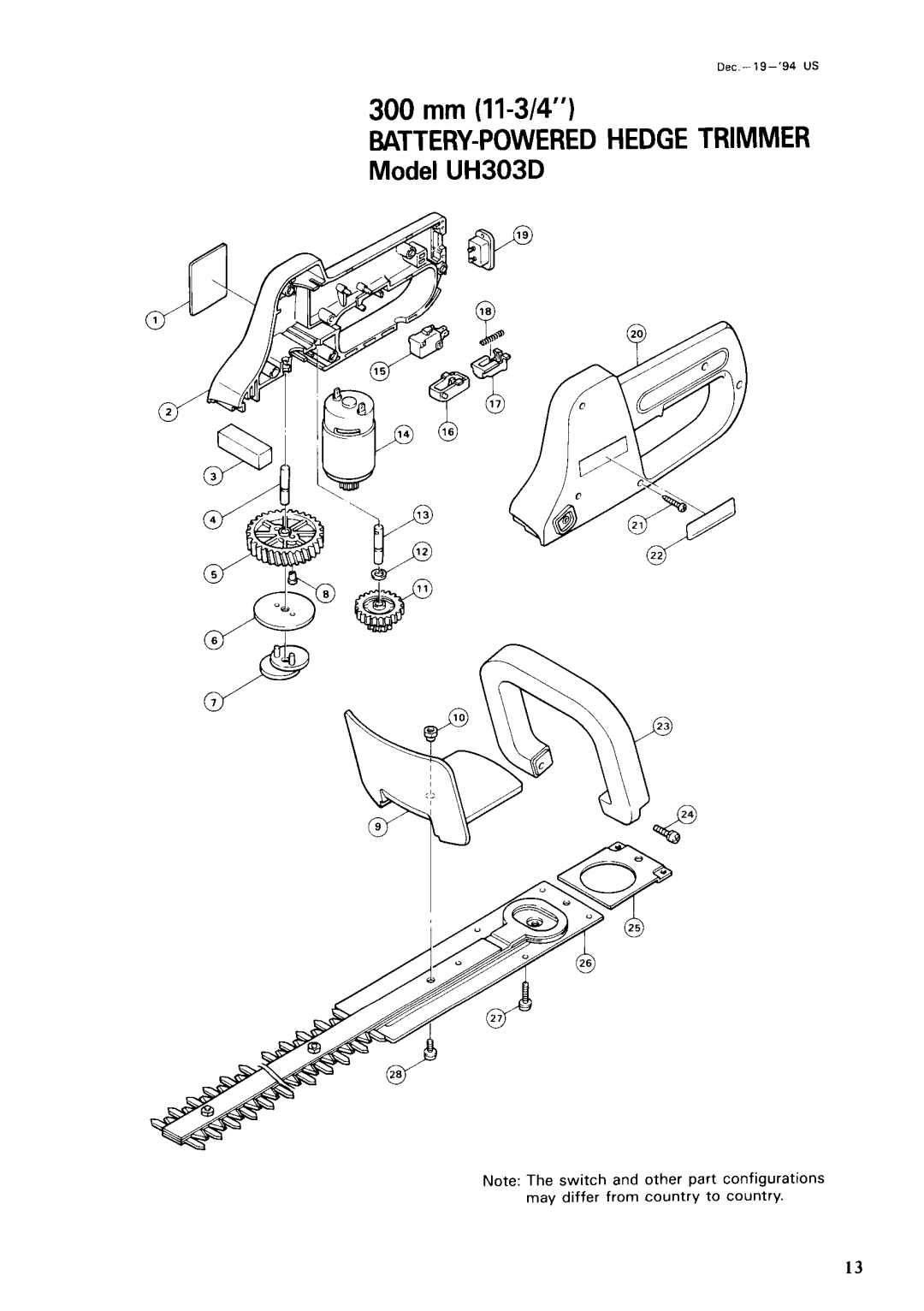 Makita UH303DST instruction manual BATTERY-POWERED Hedge Trimmer 