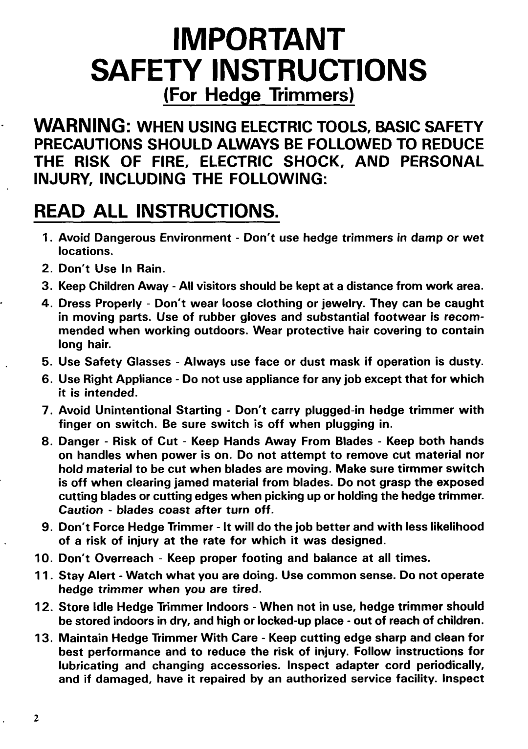 Makita UH303D Warning When Using Electric Tools, Basic Safety, Injury, Including The Following, Safety Instructions 