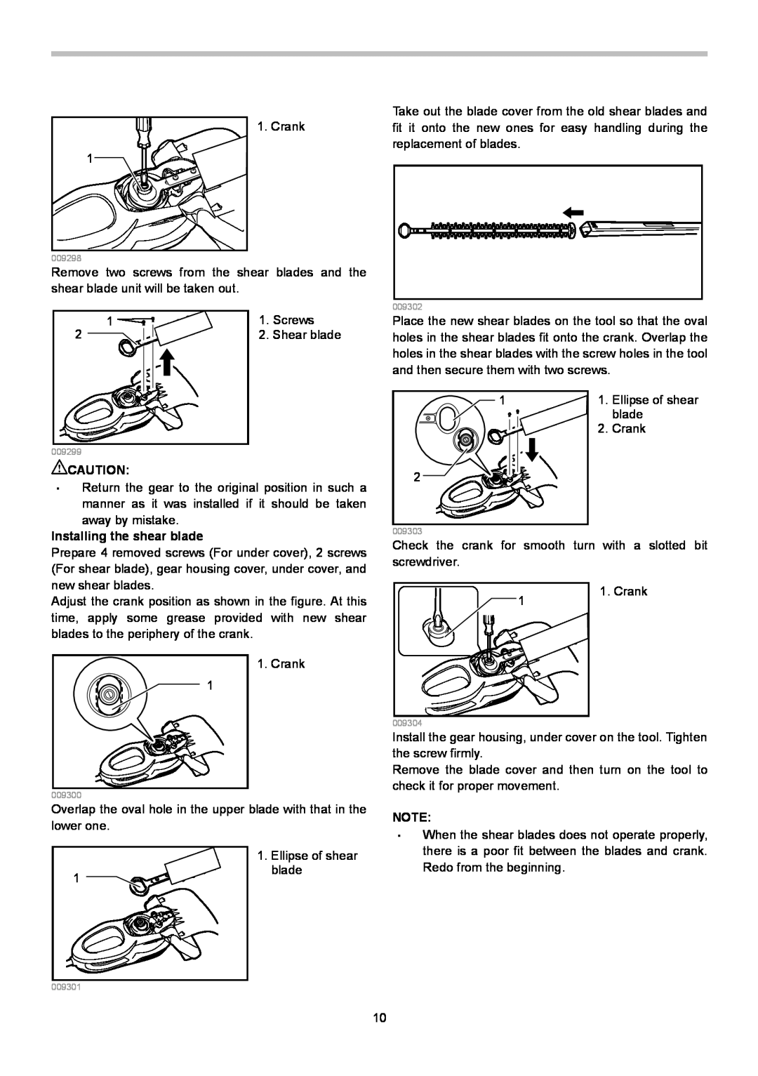 Makita UH5570, UH6570, UH4570 instruction manual Installing the shear blade, Ellipse of shear 