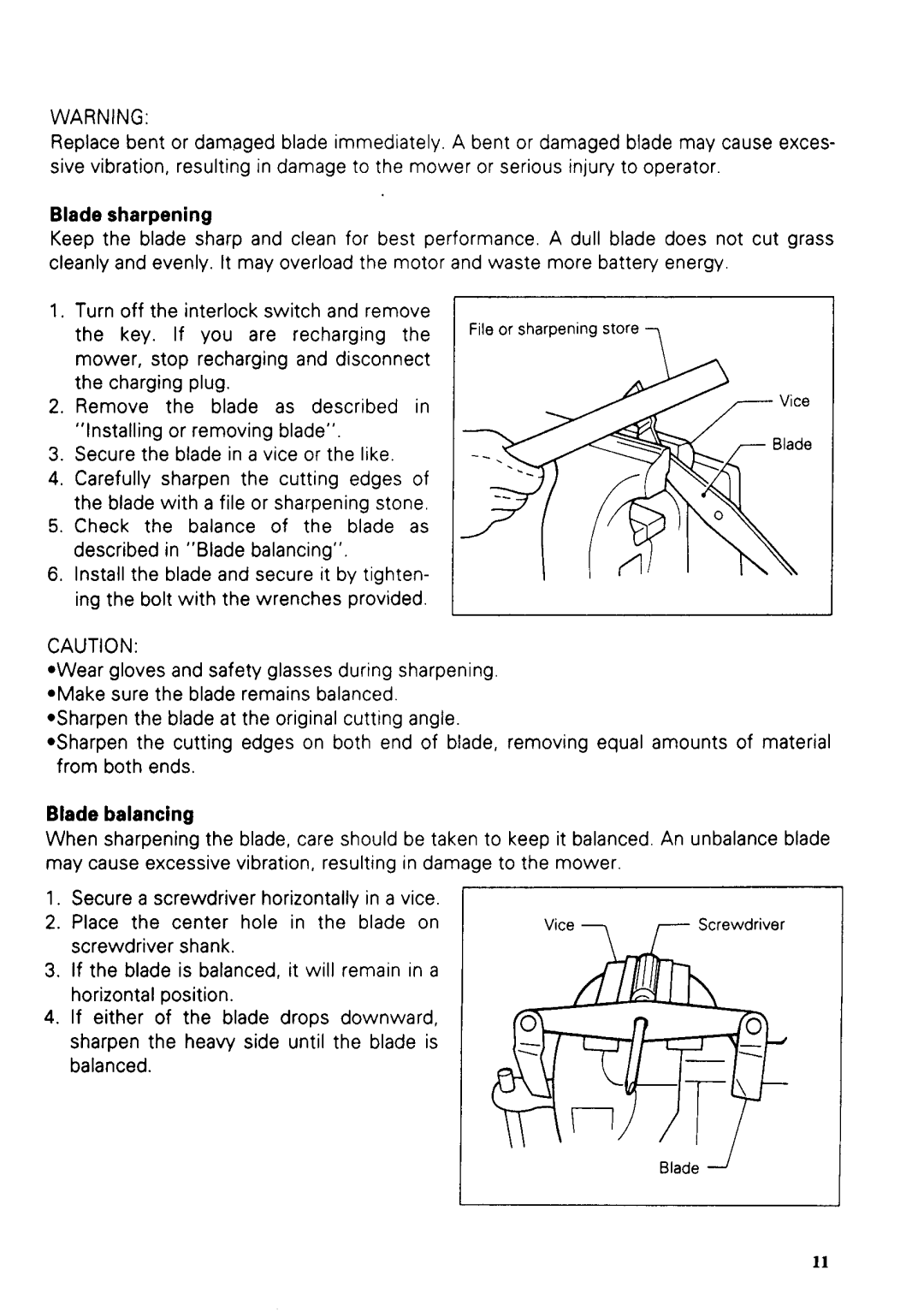 Makita UM40LDW specifications Blade sharpening 