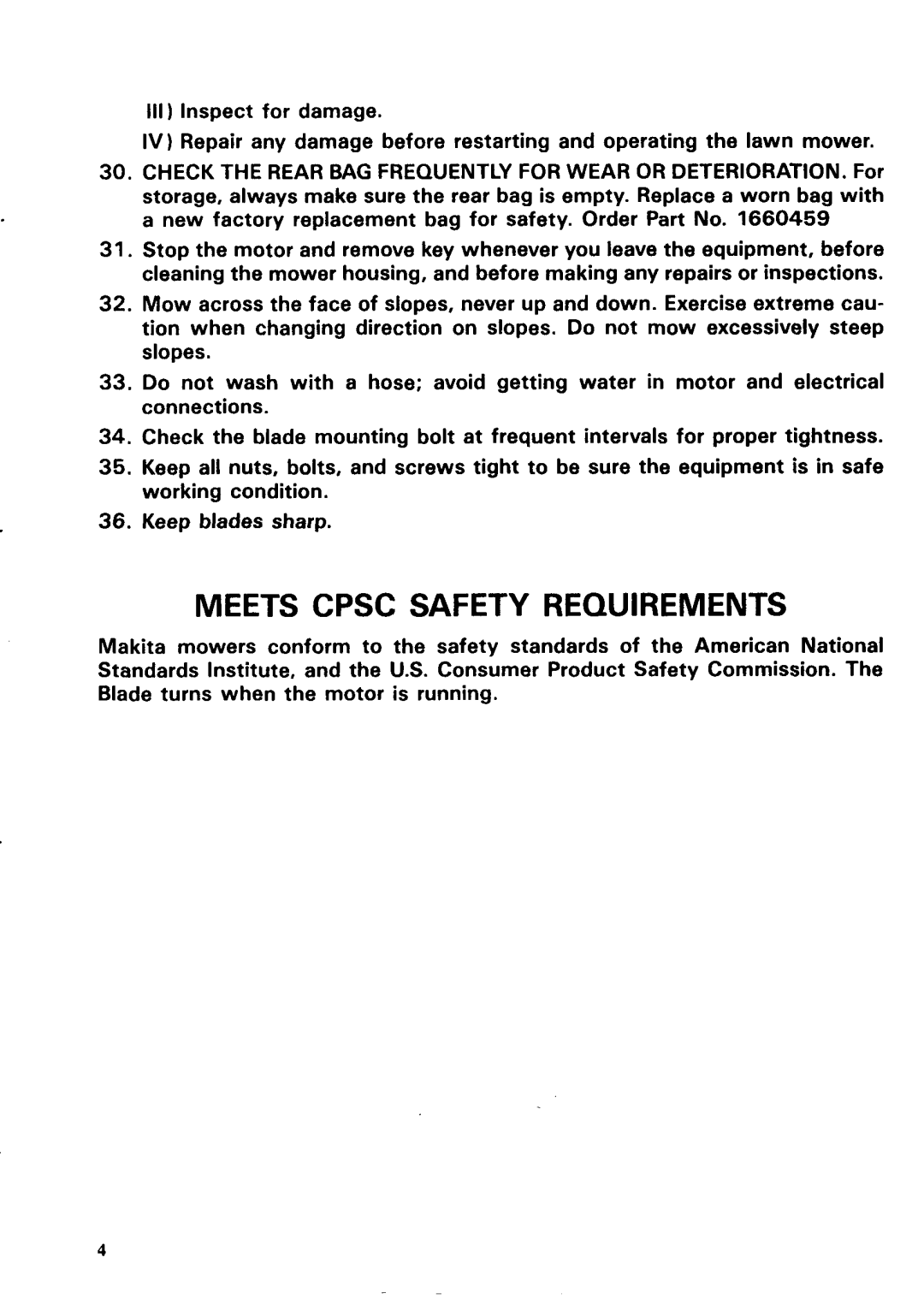 Makita UM40LDW specifications Meets Cpsc Safety Requirements 