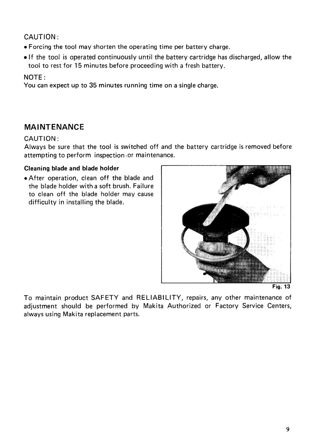 Makita UMLZOODW, UML2OOD specifications MA1NTENANCE 