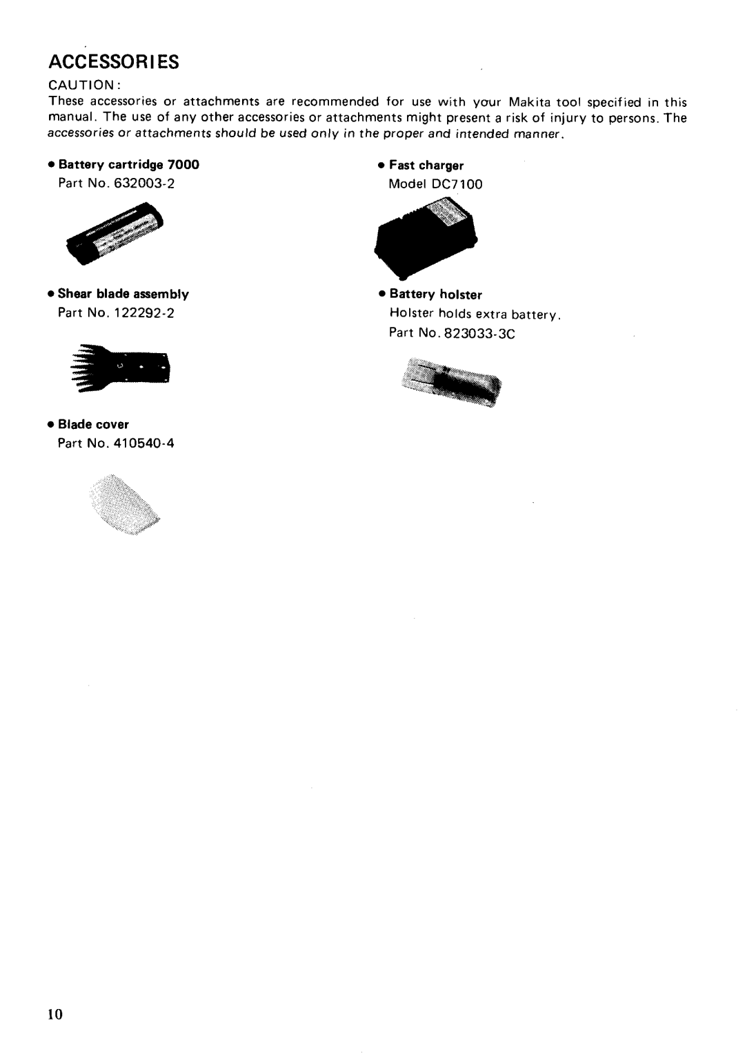 Makita UMLOOODW manual Accessories 