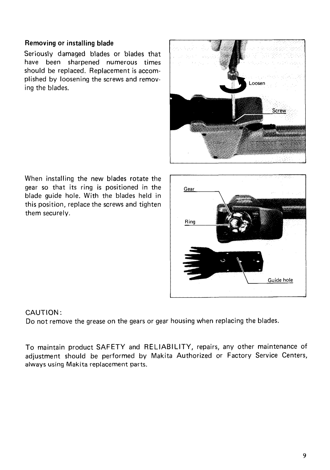 Makita UMLOOODW manual Gear 