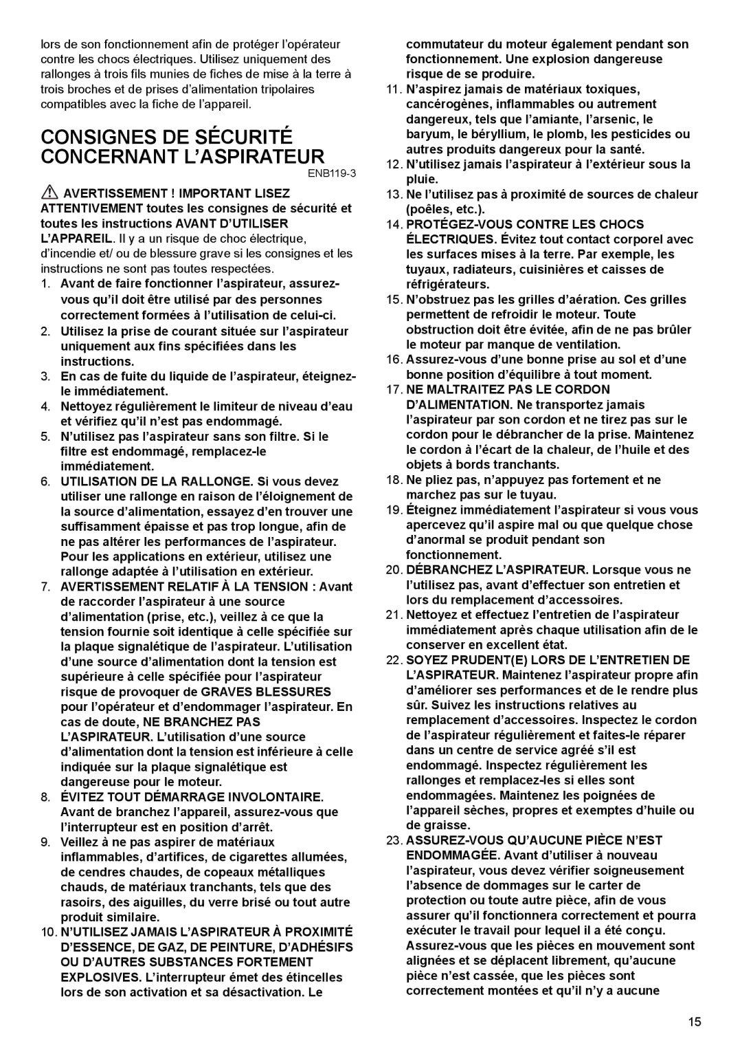 Makita VC2510L, VC3210L, VC1310L instruction manual Consignes DE Sécurité Concernant L’ASPIRATEUR 