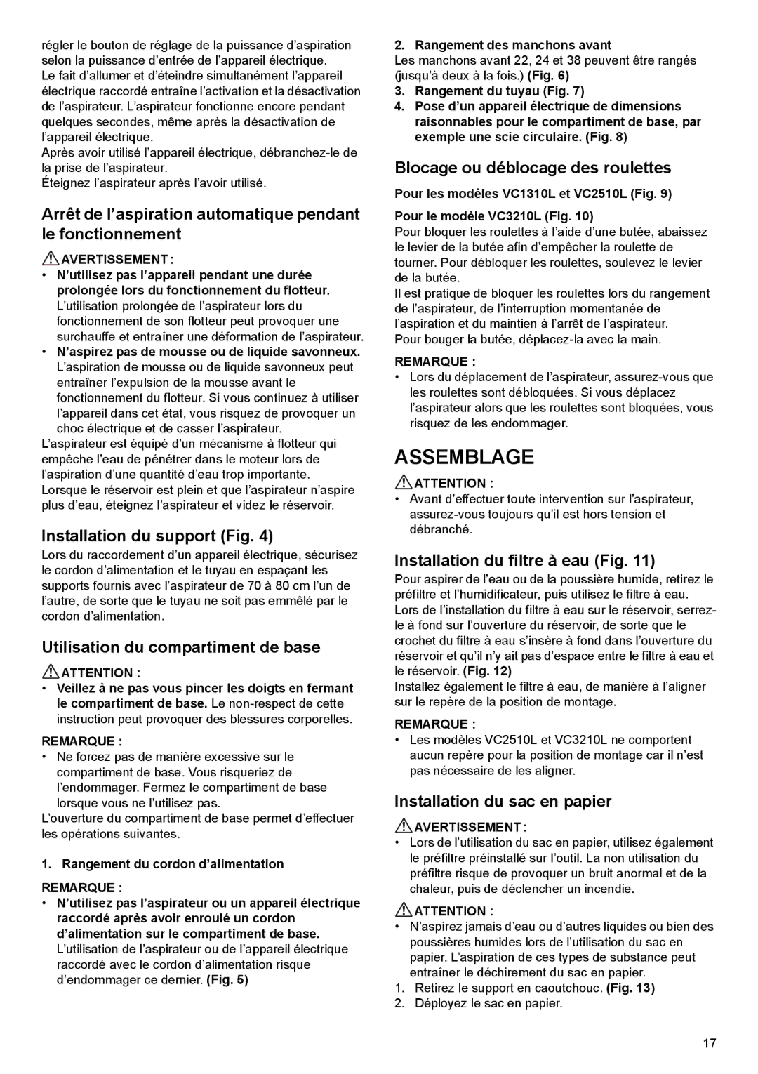 Makita VC1310L, VC2510L, VC3210L instruction manual Assemblage 