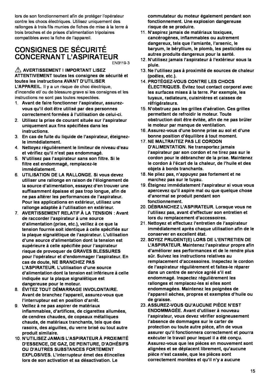 Makita VC2510L, VC3210L, VC1310L instruction manual Consignes De Sécurité Concernant L’Aspirateur 