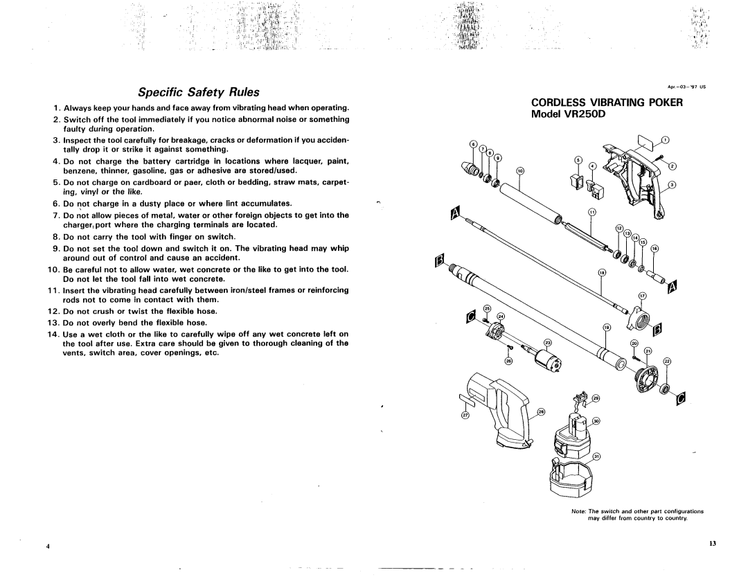 Makita VR250DWAE, VR250DA warranty Q a@ 