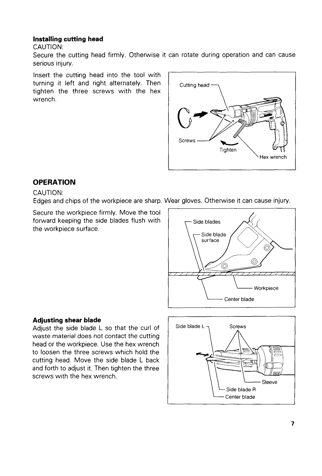 Makita WLAR-L11-L instruction manual Operation, Adjusting shear blade 