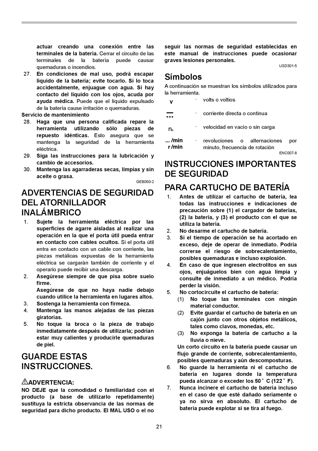 Makita XSF03M, XSF03Z instruction manual Advertencias DE Seguridad DEL Atornillador Inalámbrico, Guarde Estas Instrucciones 