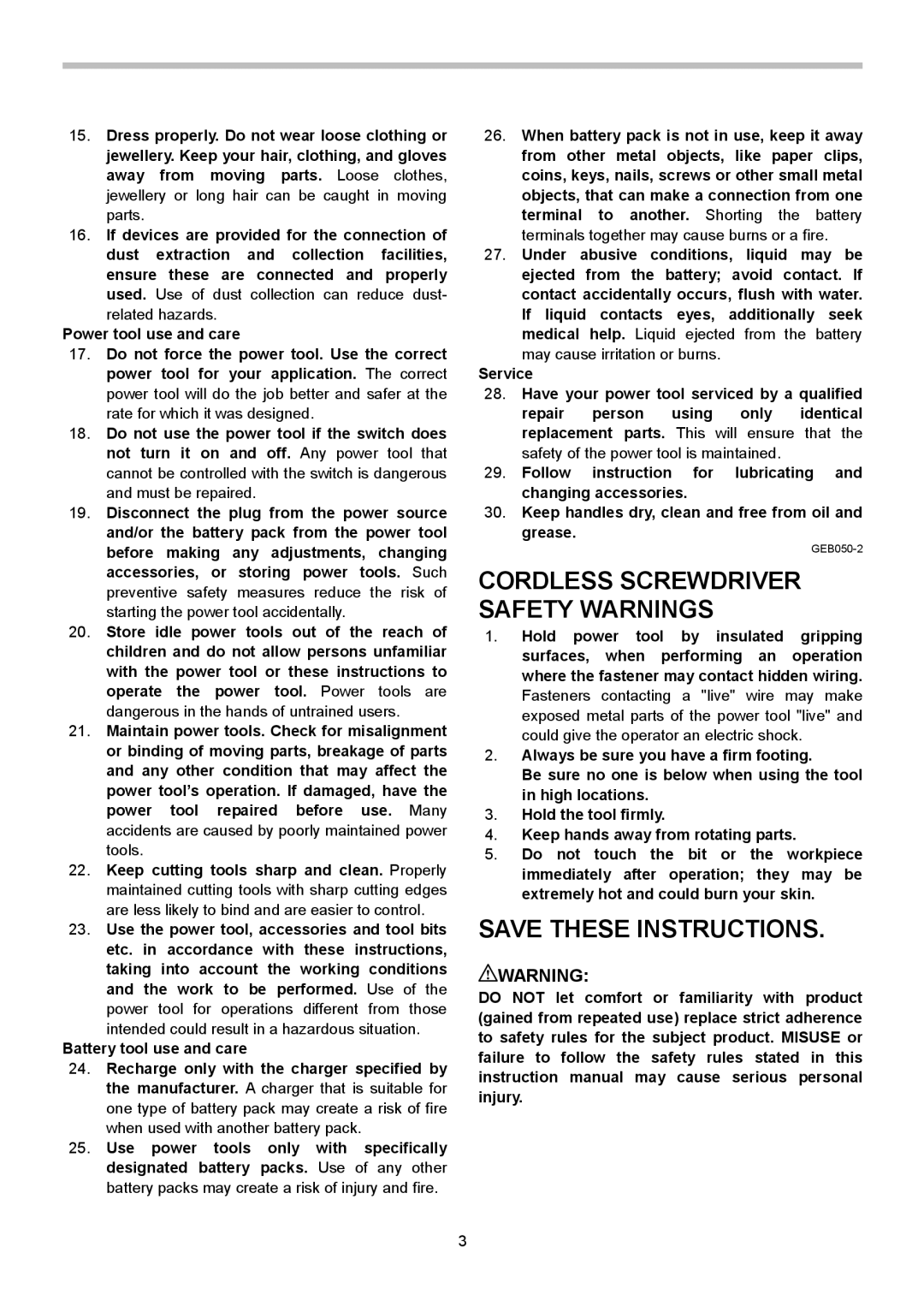 Makita XSF03M, XSF03Z instruction manual Cordless Screwdriver Safety Warnings 