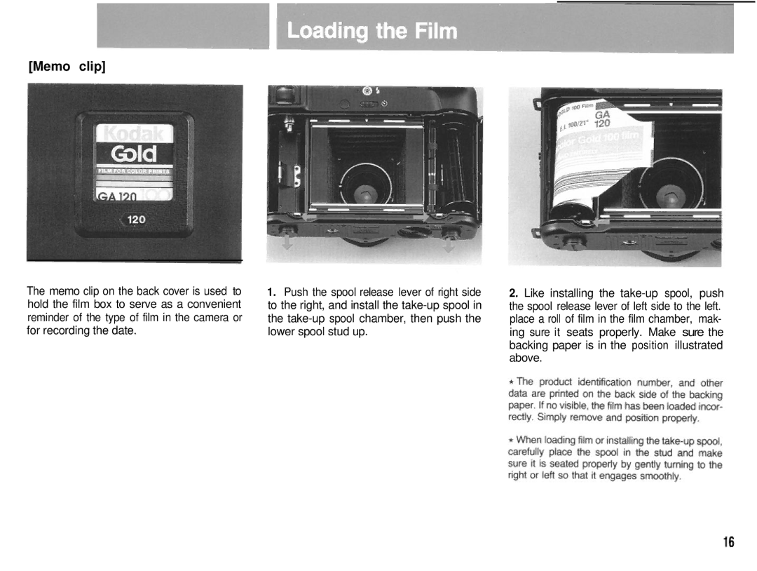 Mamiya 6MF manual Memo clip 