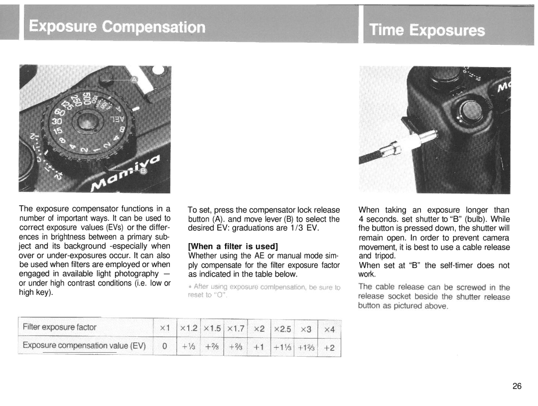 Mamiya 6MF manual When a filter is used 