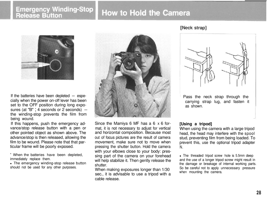 Mamiya 6MF manual Using a tripod 