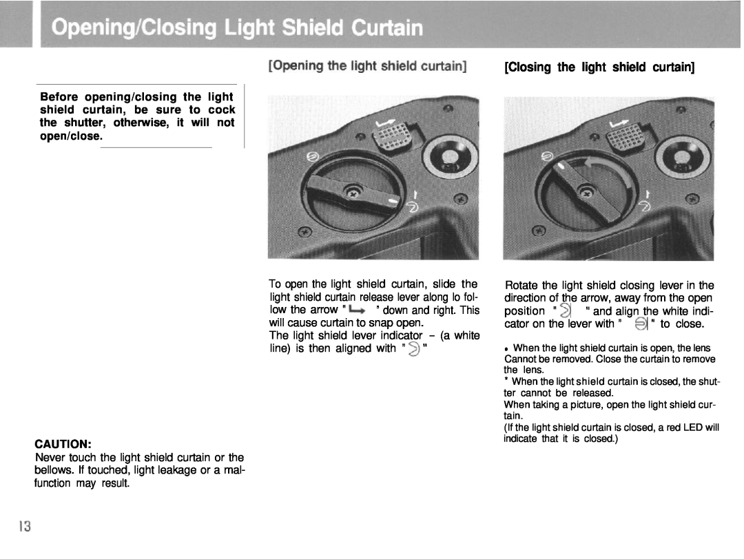 Mamiya 6MF manual Closing the light shield curtain 