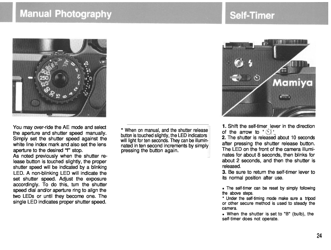 Mamiya 6MF manual The self-timer can be reset by simply following the above steps 