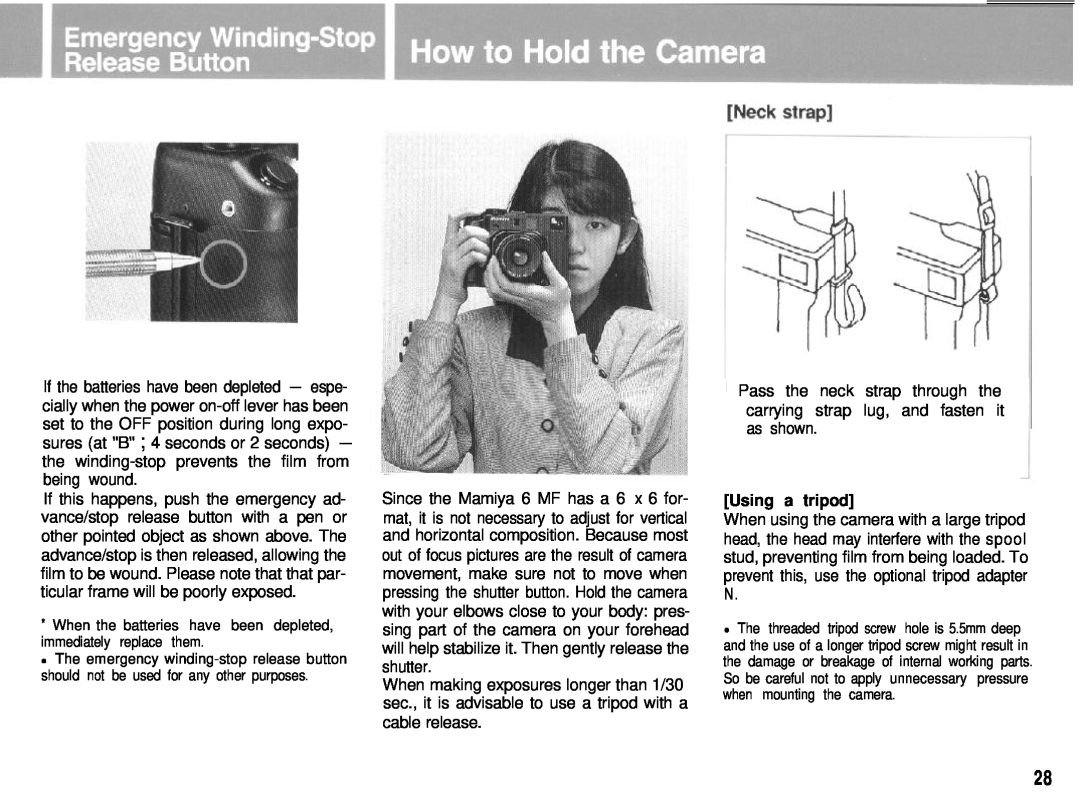 Mamiya 6MF manual Using a tripod 