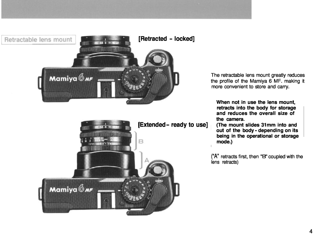 Mamiya 6MF manual Retracted - locked, the camera, I mode 