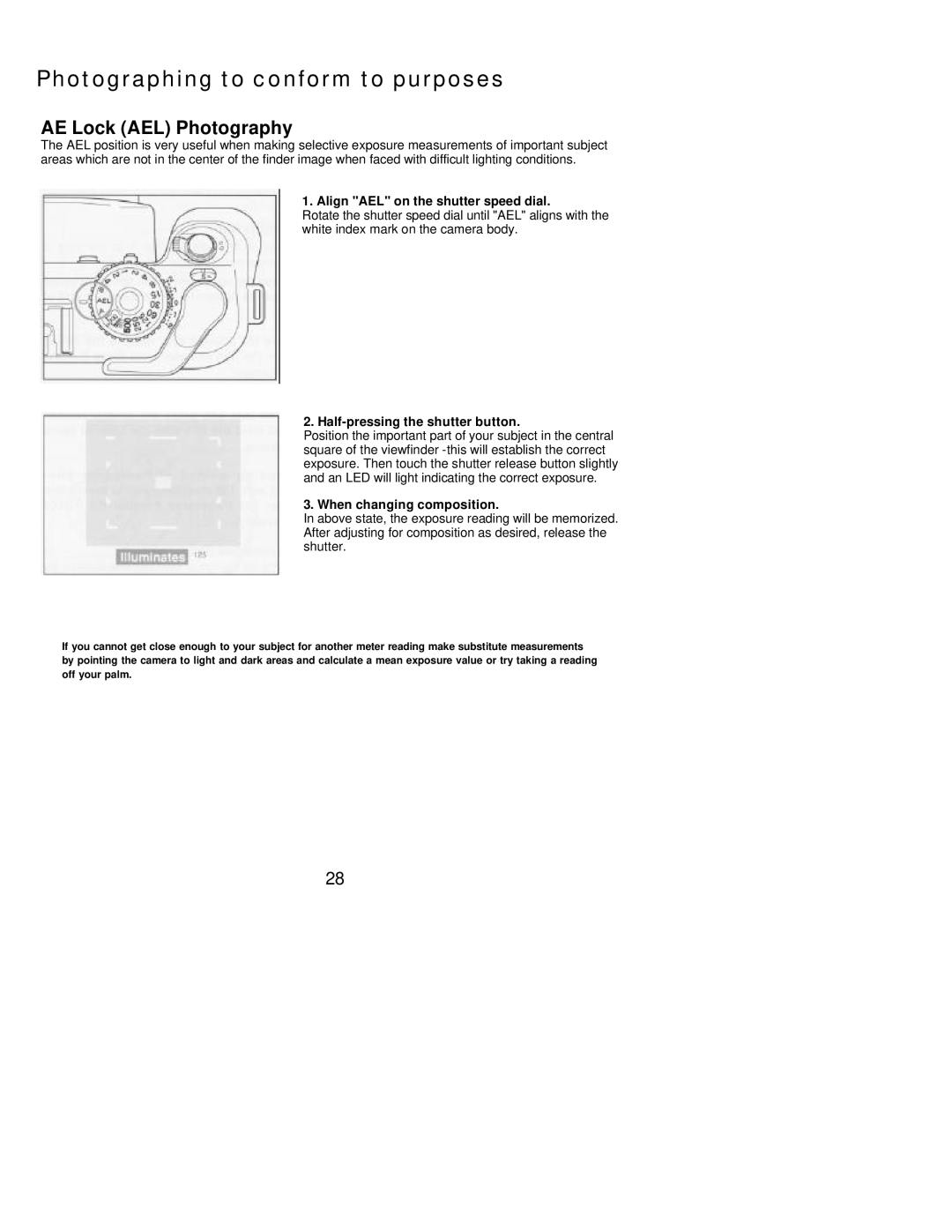 Mamiya 7 II manual Photographing to conform to purposes, AE Lock AEL Photography, Align AEL on the shutter speed dial 