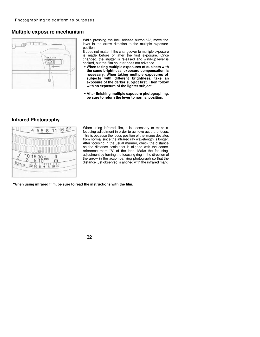 Mamiya 7 II manual Multiple exposure mechanism, Infrared Photography 