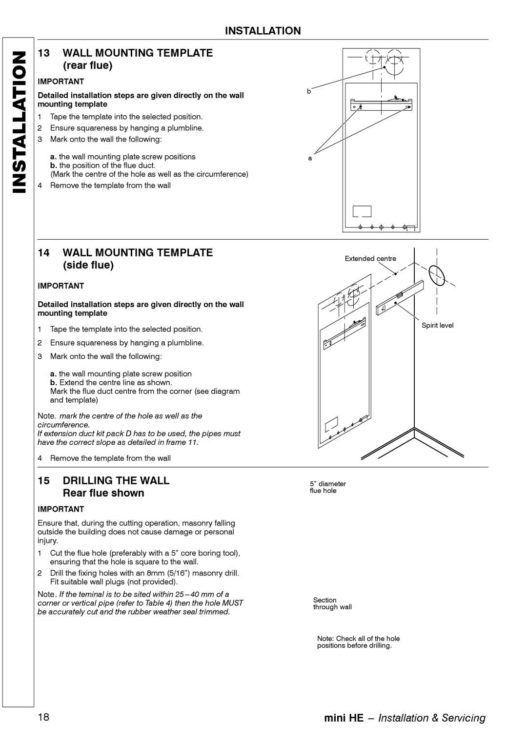 Mamiya C32, C28, C24 manual Wall Mounting Template rear flue 