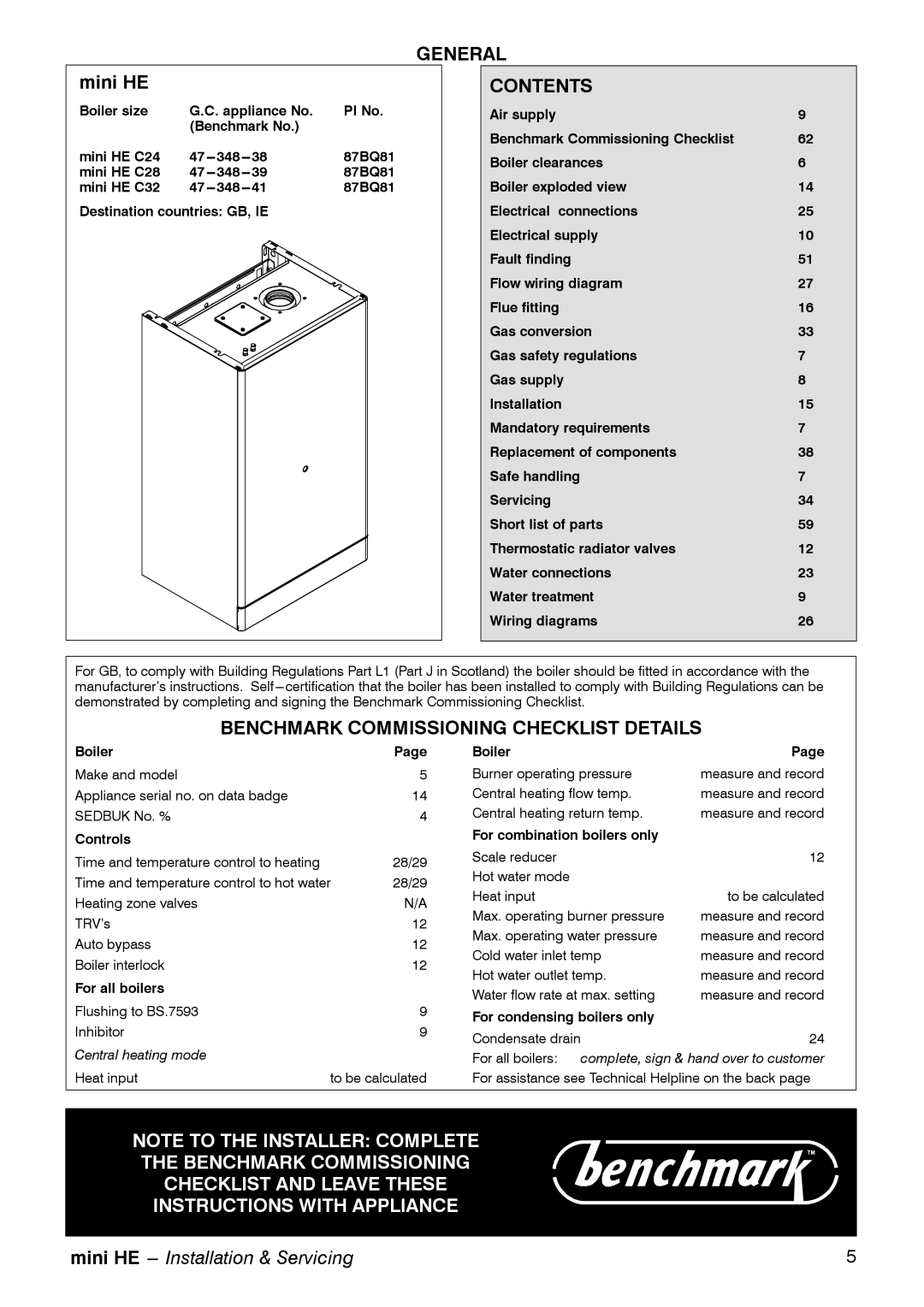 Mamiya C24, C32, C28 manual Contents, Benchmark Commissioning Checklist Details 