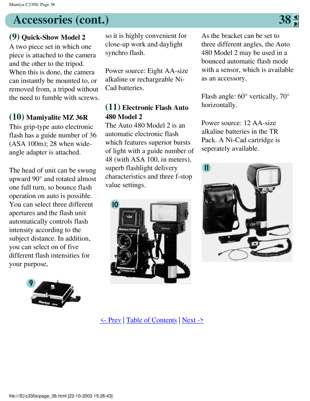 Mamiya C330S, C 330 s manual Quick-Show Model, Mamiyalite MZ 36R, Electronic Flash Auto Model 