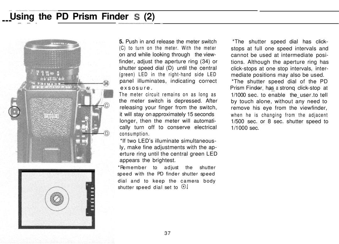 Mamiya M645 1000S manual Using PD Prism Finder $ 