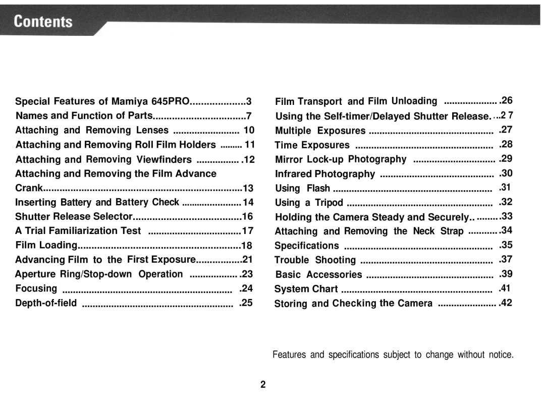 Mamiya PRO 645 manual Inserting Battery and Battery Check 