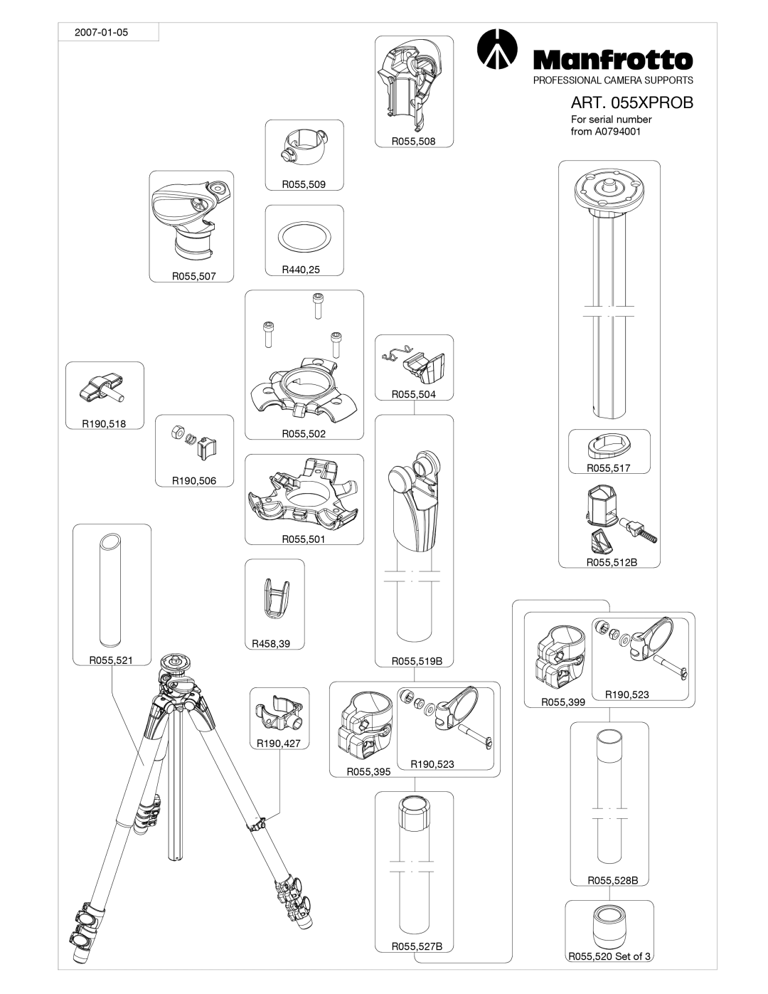 Manfrotto ART. 055XPROB manual ART Xprob 