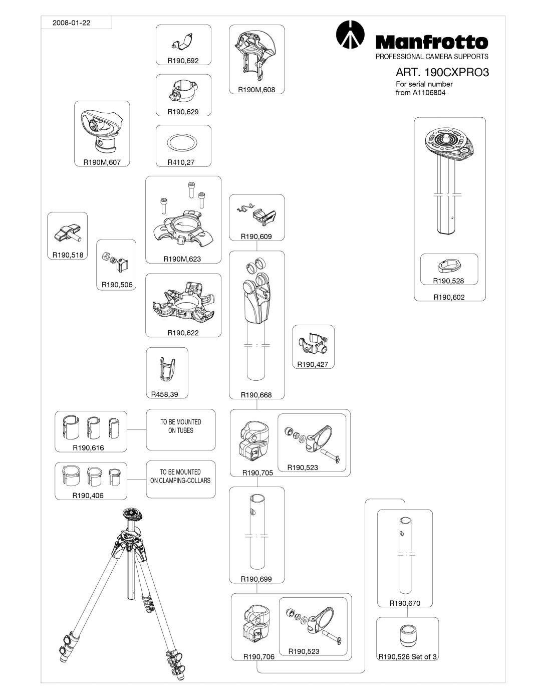 Manfrotto ART. 190CXPRO3 manual ART CXPRO3 