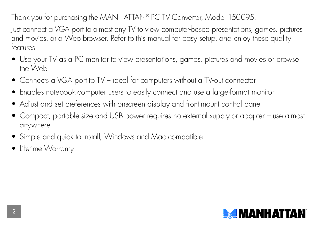 Manhattan Computer Products 150095 user manual 