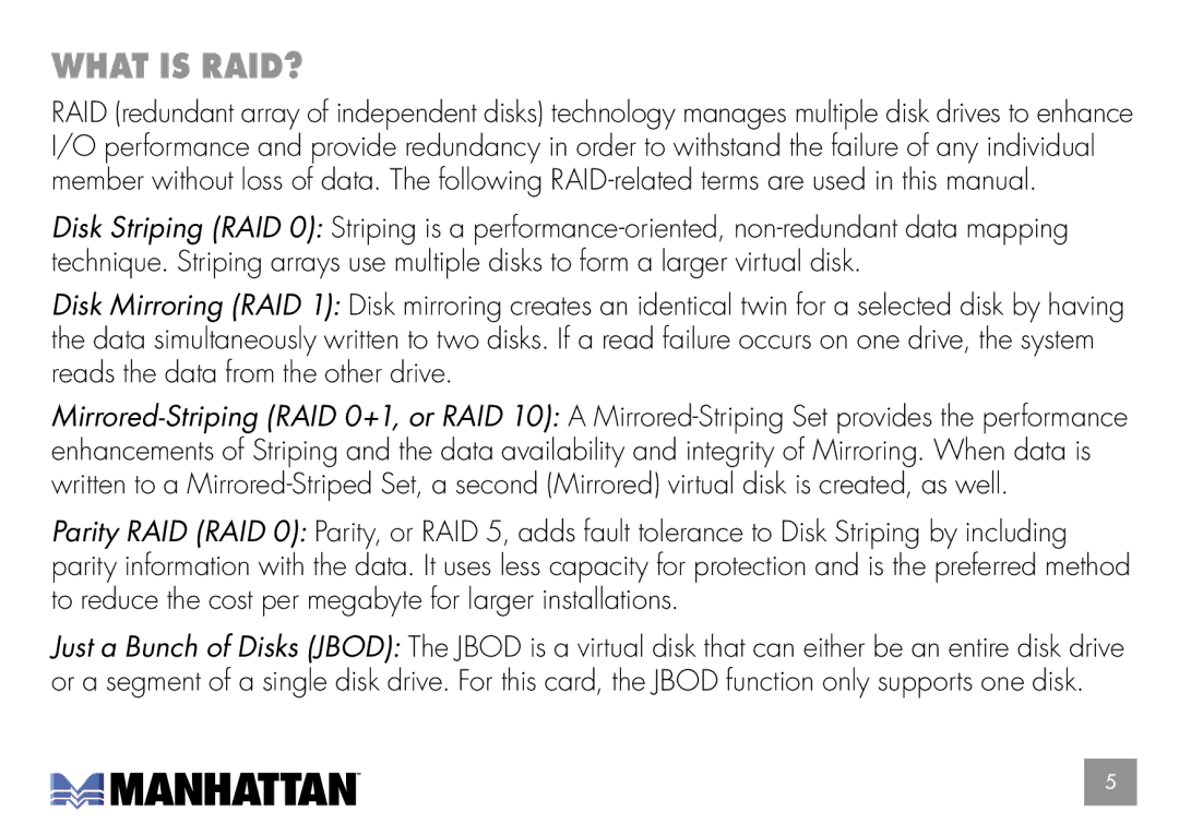 Manhattan Computer Products 160377 user manual What is RAID? 