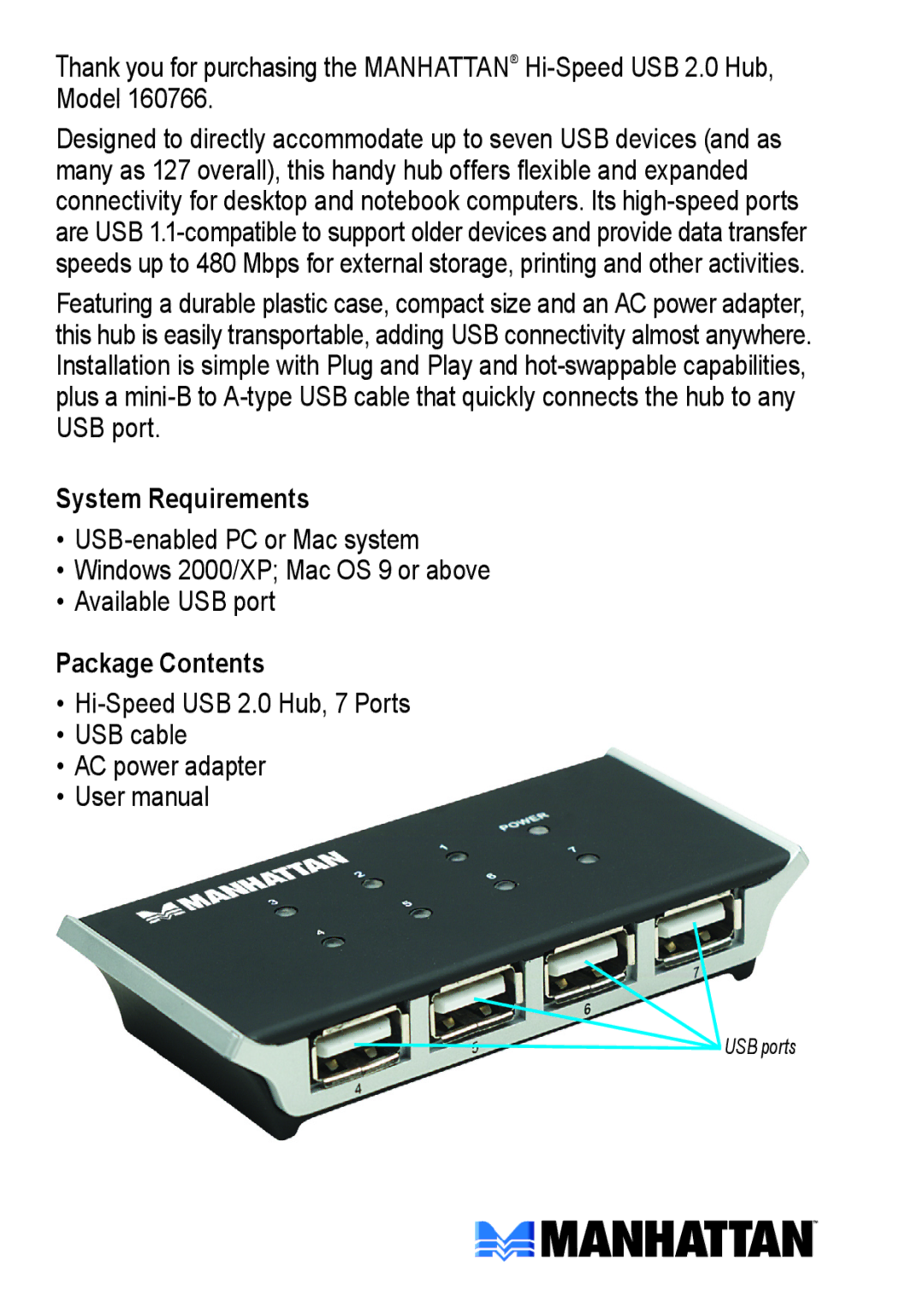 Manhattan Computer Products 160766 user manual System Requirements, Package Contents 